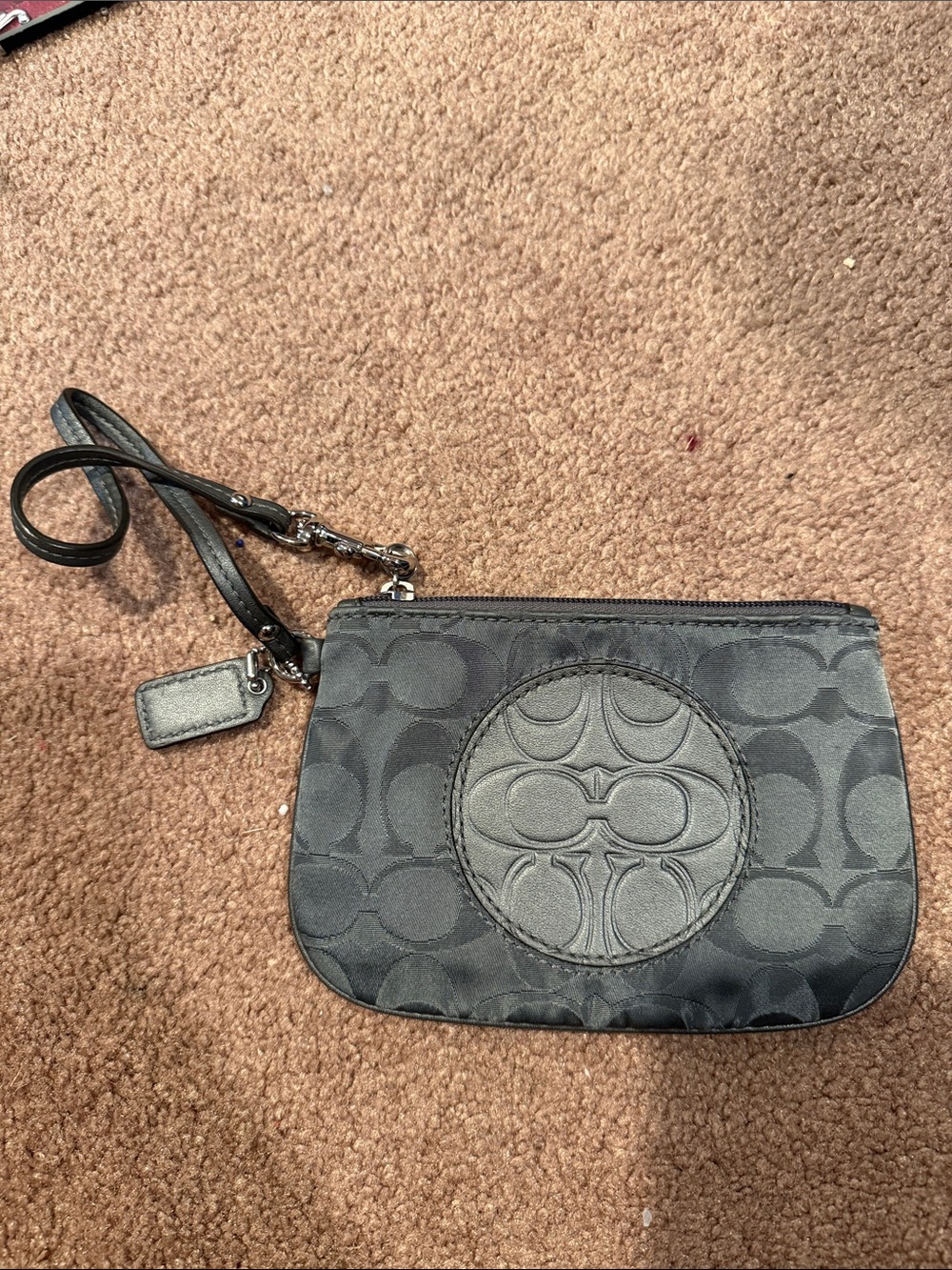 Coach Gray Signature Wristlet Pouch